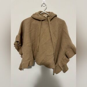 Michael Kors Tan Hooded Poncho Sweater*flaw